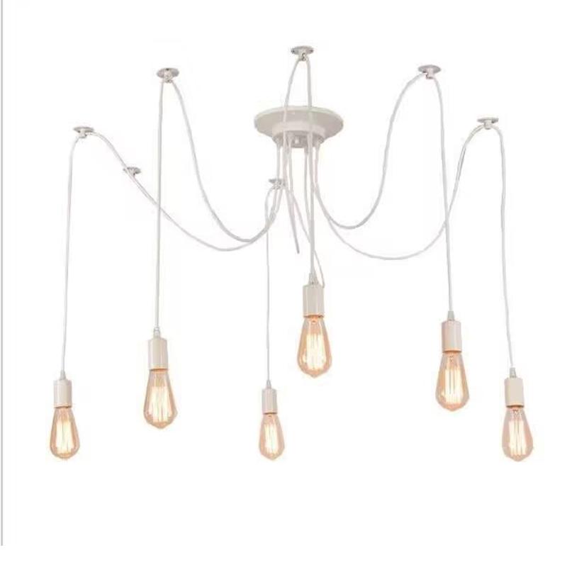 Retro Chandelier White E27 Attic Living Room Edison DIY Adjustable Hanging Light Decoration Pendant Lamp Ceiling Light Bedroom