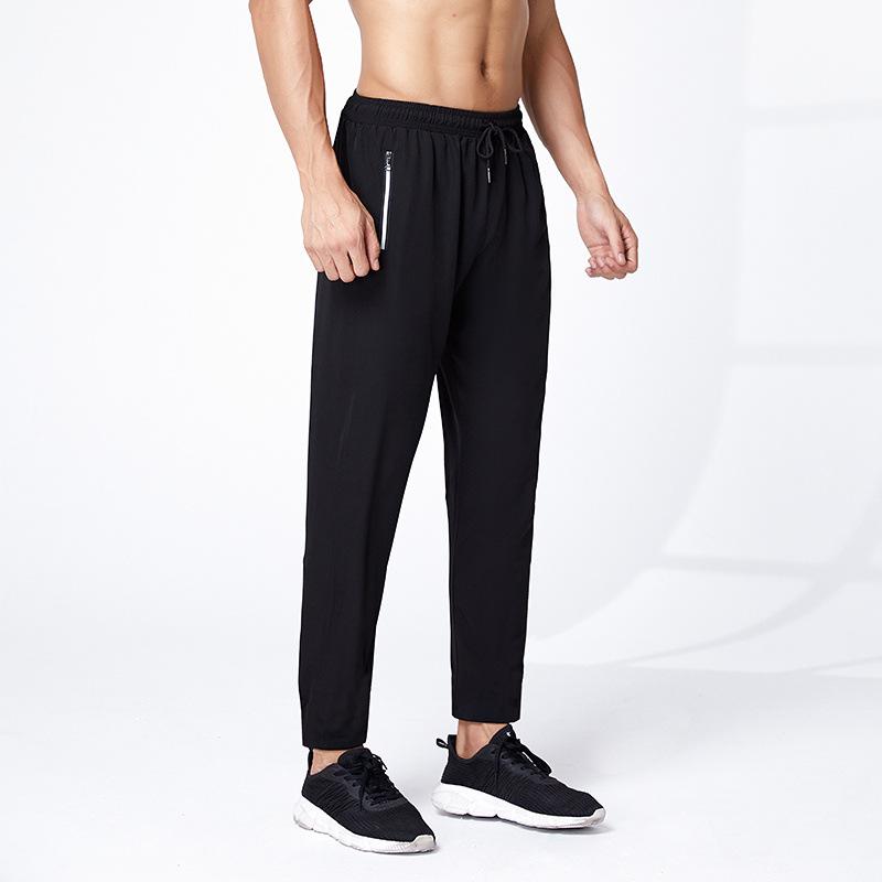 

Мужские быстросохнущие брюки из ледяного шелка, черные, прямого кроя, повседневные XXL чёрный