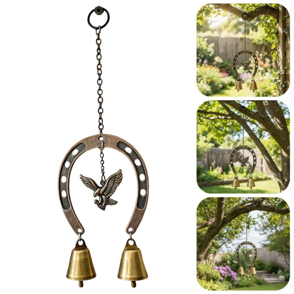 Creative Retro Wind Chimes Horse-Shaped Courtyard Hanging Ornament Blessing Metal Pendant  Backyard