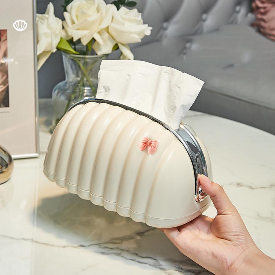 Light luxury handbag tissue box household living room shell creative bathroom tabletop spring paper drawerplastic drawer