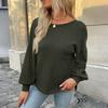 Women's Casual Fashion Long Sleeve Open Back Round Neck Top