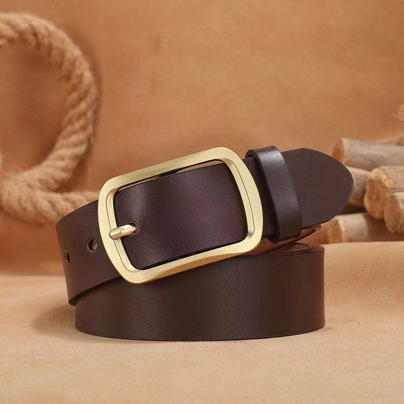 Men's Genuine Leather Vintage Pin Buckle Belt - Fashion Casual Waist Belt for Jeans