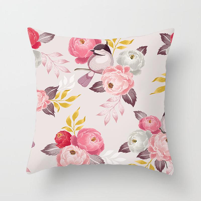 Abstract Floral Pattern Pillowcase Vintage Watercolor Floral Bird Cushion Cover Home Sofa Car Office Party Decor Accessories