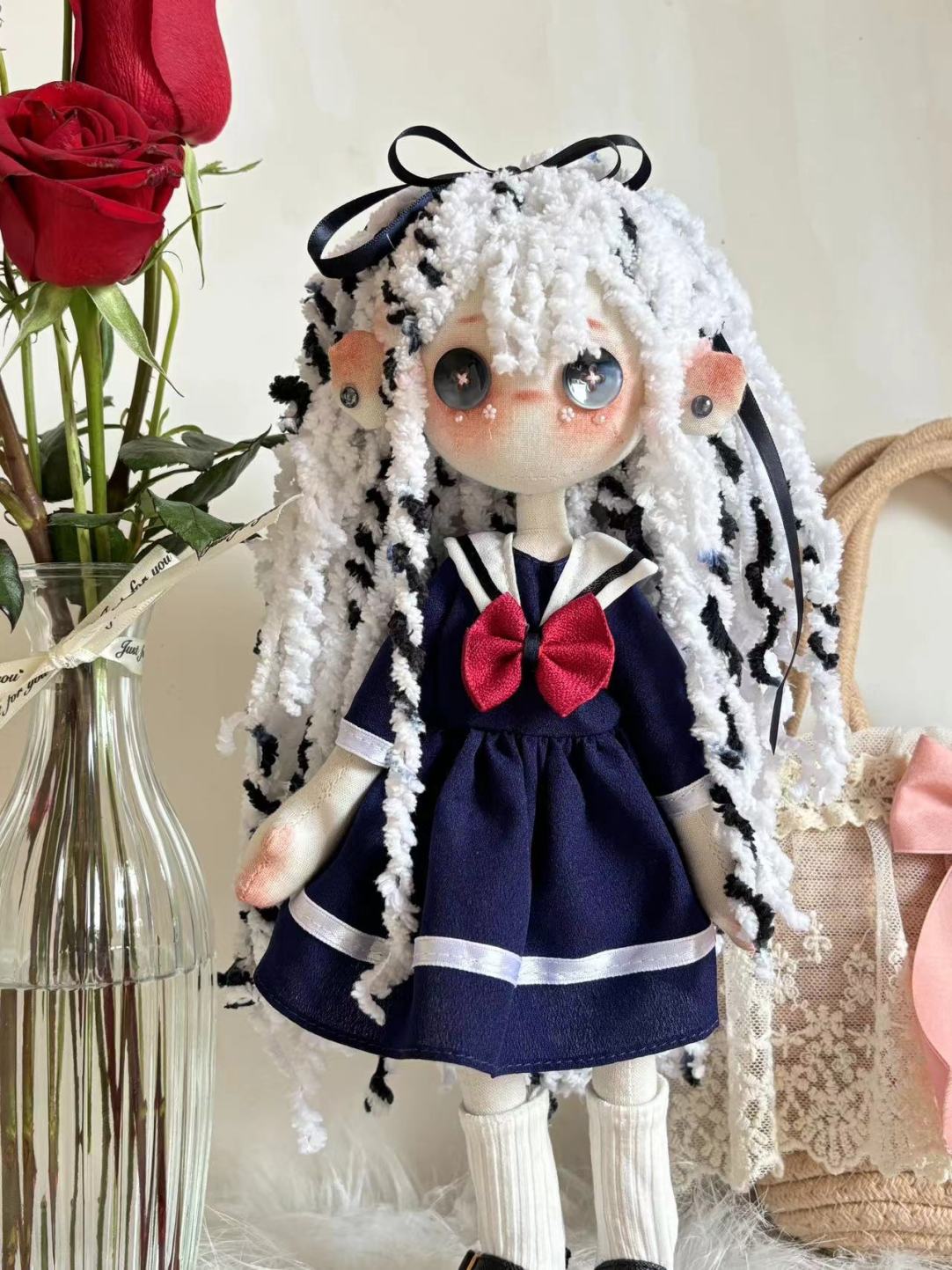 

Handmade Handcrafted Anime School Uniform Student Doll 30cm Ghost Mom Plush Doll Creative Gift for Girls Kids