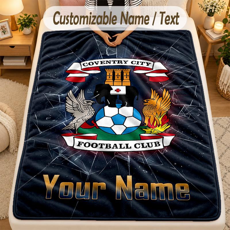 Flanelinis pledasCoventry City FC Individualus pavadinimo tekstas Personalizuotas minkštas šiltas pledas Namų dekoras Dovana