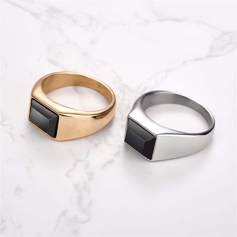 New Metal Glossy Rings for Men Geometric Width Signet Finger Band Rock Punk Style Fashion Ring Jewelry Accessories Wholesale