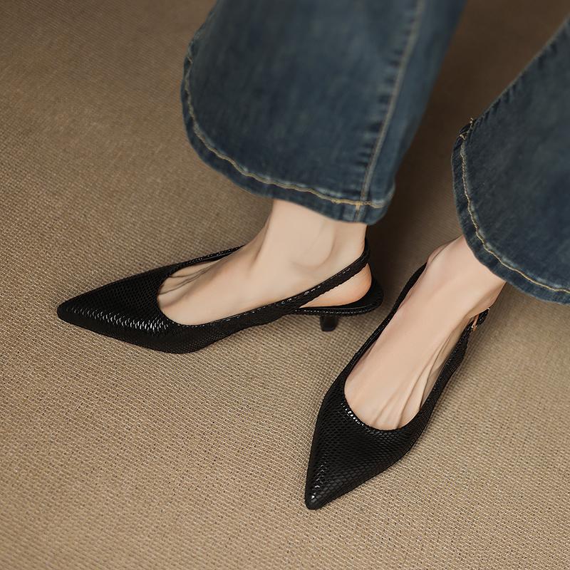 Fashion 2025 New Summer Sandals Pointed Toe Sandals Genuine Leather Women Shoes Handmade Gladiator Ladies Shoes Stiletto High Heel