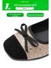 2025 New Women's French-Style Sequined Bow Flats: Square Toe, Shallow Mouth Evening Shoes
