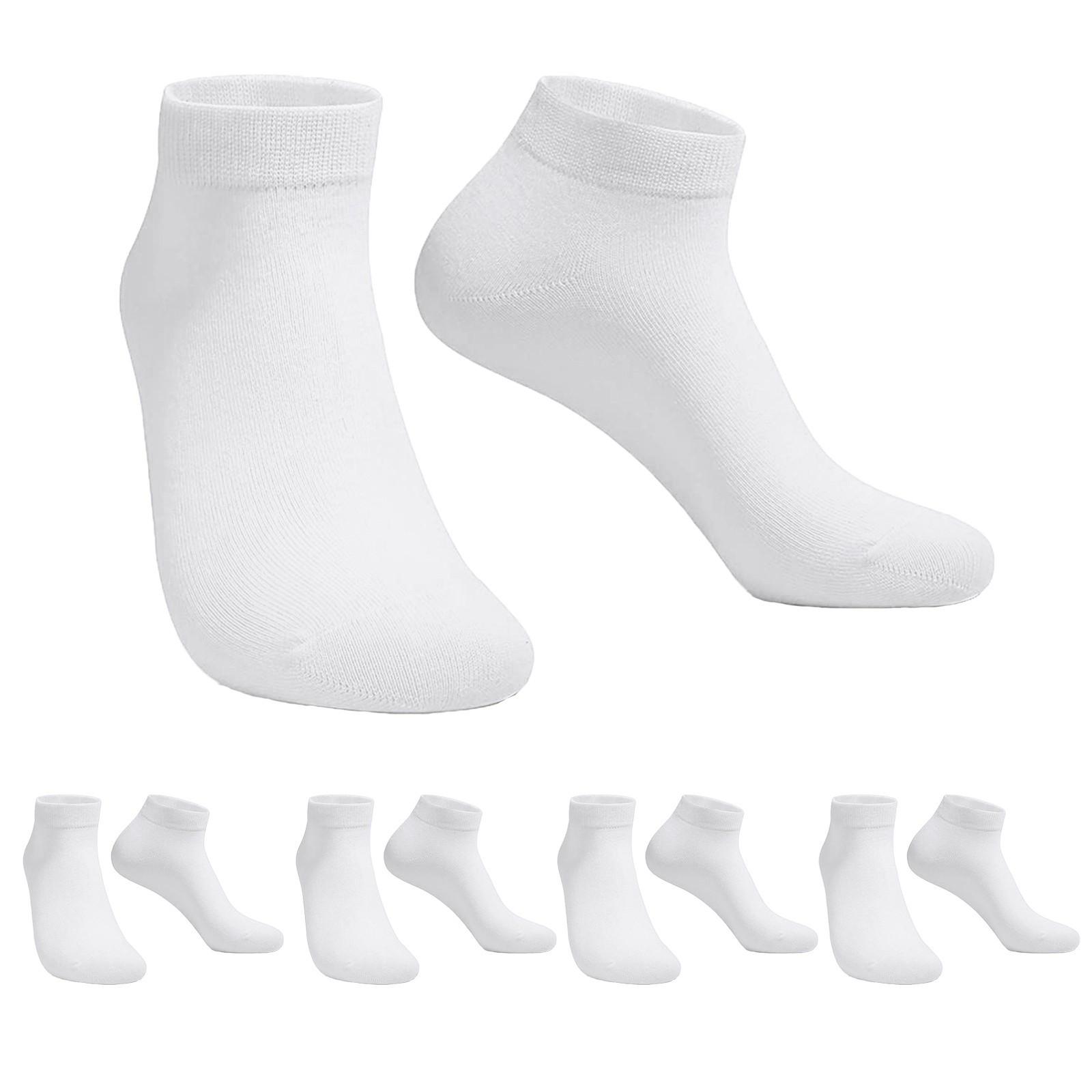 

Мужские и женские короткие носки. 5 пар однотонных спортивных хлопковых носков. One Size белый