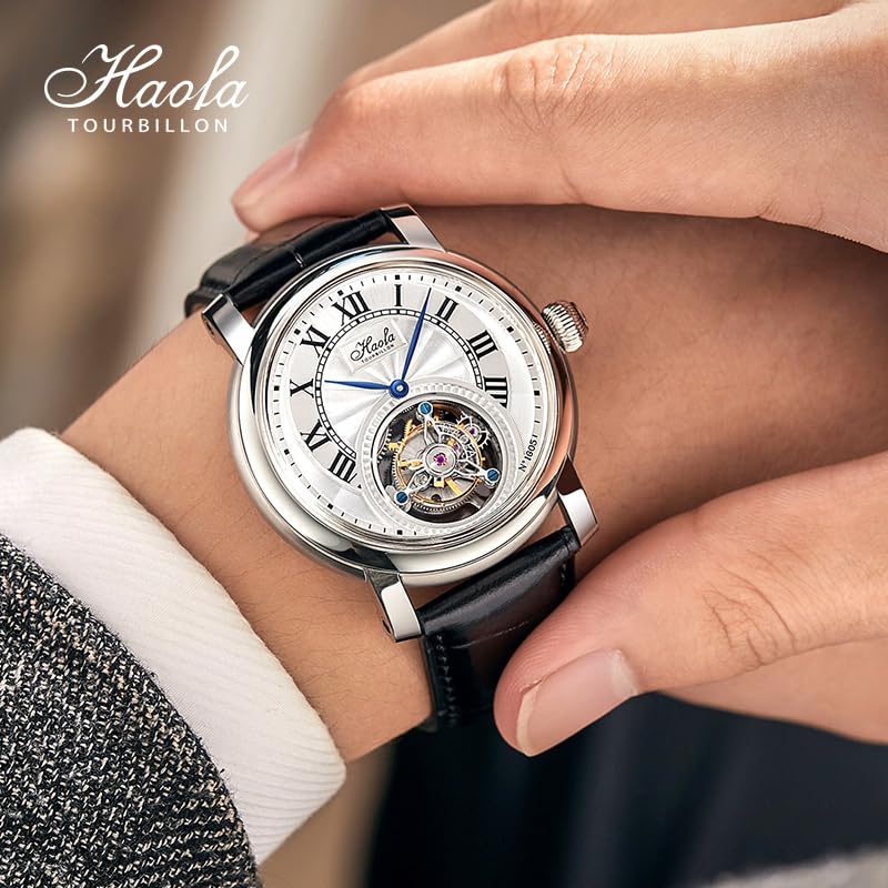 Montre Tourbillon HAOFA Cadran Romain Mécanique Remontage Manuel Rétro Luxe Élégant Verre Saphir Populaire Étanche Homme Homme