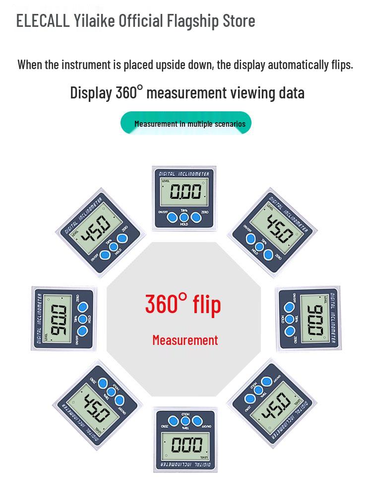 Yileke High-Precision Digital Inclinometer with Magnetic Angle Meter and Gauge Level.