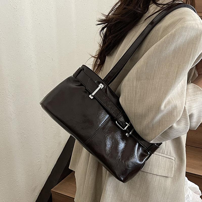 Borsa a Mano Vintage da Donna Grande Capacità 2025 Borsa da Sottobraccio per il Pendolarismo Borsa Tote Casual Coreana a Spalla Singola