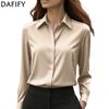 Blusas y camisas de cuello tipo polo de manga larga con estampado de colores sólidos informales de moda para mujer para primavera y otoño