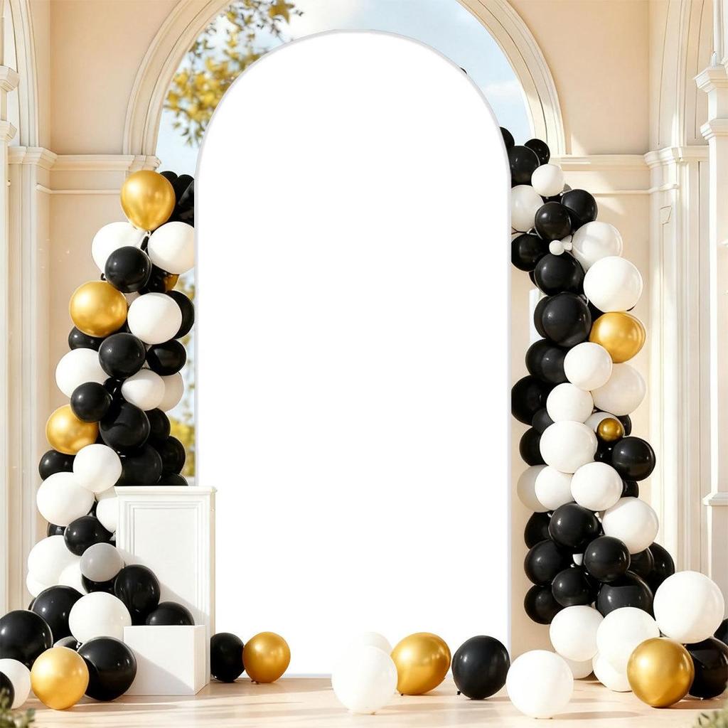 Decor Partidă Fundal Elastic Culoare Solidă în Formă de U - Husă din Material Arcadă Semi-Circulară de Exterior