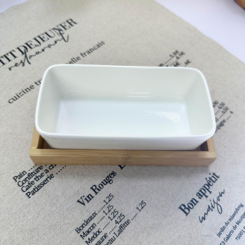 Creative Ceramic Snack Plate Platter Home Electric Steamer Square Dessert Small Bowl Rectangular Steaming Bowl Combination