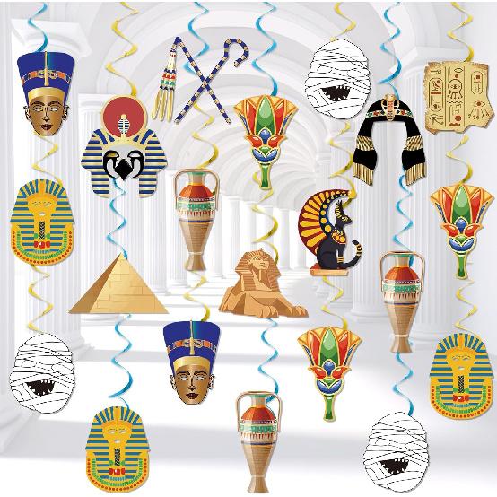 Ancient Egyptian Hanging Swirls, 12pcs Ancient Egypt Hanging Swirls, Ancient Egyptian Party Decorations, Egyptian Decor, Fit for Ancient Egypt Party