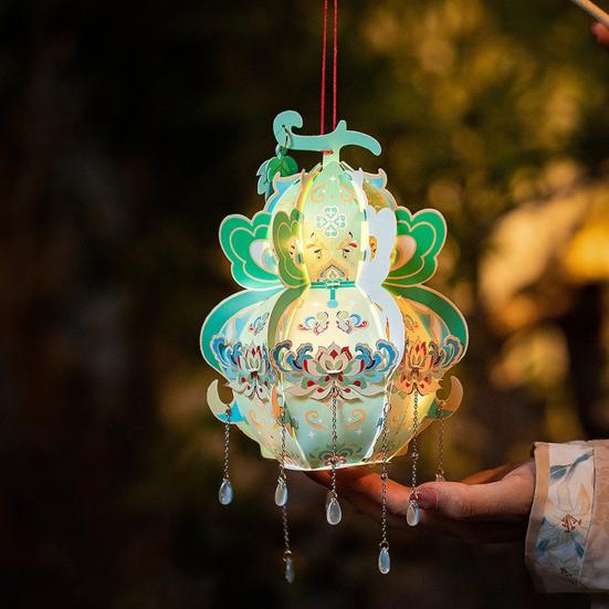 Håndlaget kalebasslykt Håndholdt kinesisk nyttår DIY Lysende blomsterlys for midt-høstfestivalen Hanfu Cosplay Bryllupsdekor