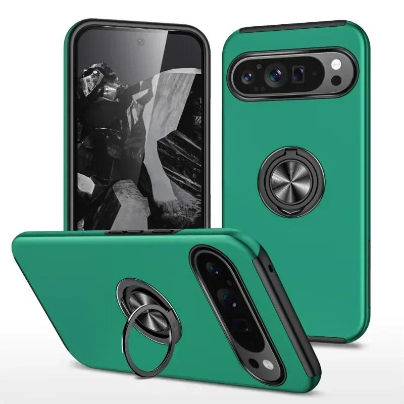 Rugged Armor Magnetic Ring Bracket Durable PC+TPU Case For Google Pixel 10 9 Pro XL 8 7 6 A/Pro Enhanced Anti-Drop Protect Cover