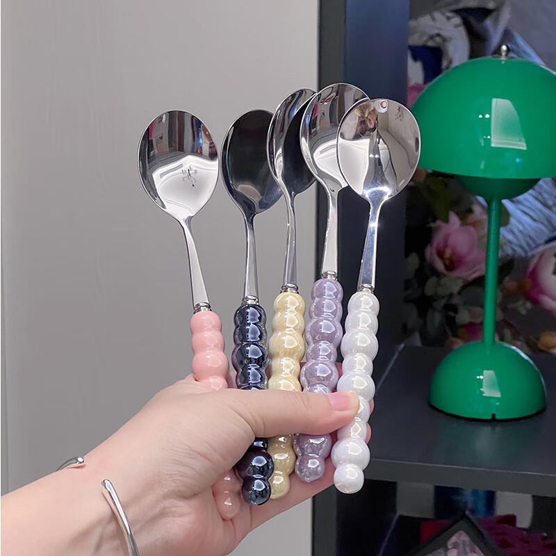 

ZISIZ Pearl Handle Dessert Spoon Set