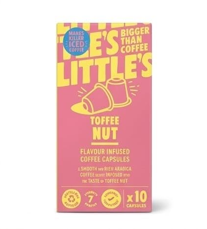 Little s Toffee Nut Flavour Coffee Pods, Compatible with Nespresso, BY FEBORA, Strength 7, 10 Pods, 52G
