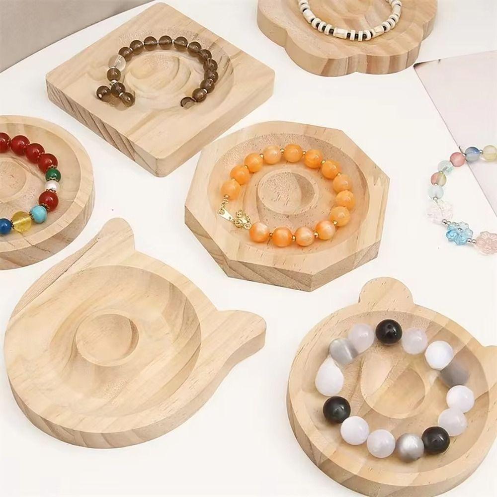 1Pc Organizer Mat Wooden Jewelry Tray 10cm DIY Bead Design Board Wooden Bracelet Display Stand Plate Jewelry Packaging & Display