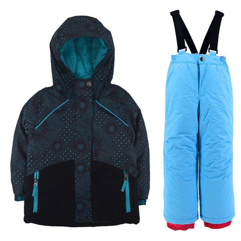 Boys and Girls Thickened Winter Children's Ski Suit Set, Boys and Girls Outdoor Thickened Waterproof Clothing and Pants Gear