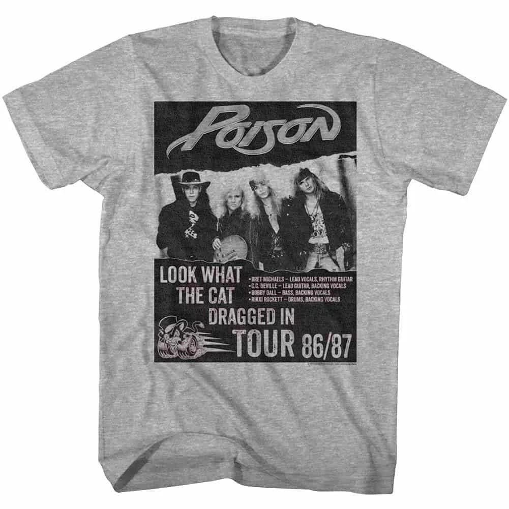 Poison Look What The Cat Dragged In Tour 1987 Men s T Shirt M