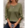 BITCED Women's Fashion Casual Solid Color Print Long Sleeve O-Neck Blouses & Shirts