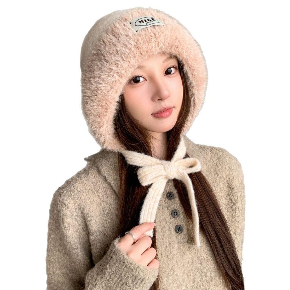 Knit Acrylic Knitted Hat Cold Proof Fluffy Warm Winter Hat Korean Style Ear Flap Hat Winter Season
