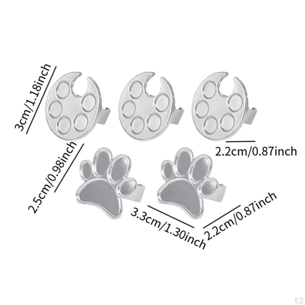 5Pcs Ring Palette Kit Nail Art Tools Wearable Cute Round/footprint Design Paint Tray