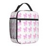 Bestselling Pretty Pink Ribbon Hip Hop Adjustable Strap Lunch Bag Day Excursion Insulated Tote