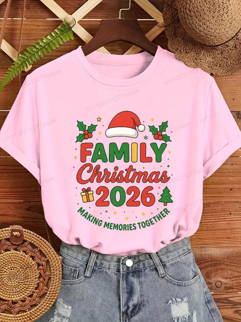 Familien-Weihnachts-Crew 2026 Druck T-Shirt Gemeinsam Erinnerungen schaffen Lustiges passendes Feiertags-T-Shirt Familientreffen Weihnachten Geschenk Oberteile