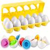 12-Piece Educational Egg Matching Game - Teen Color and Shape Sorting Puzzles, Random Colored Early Learning Toys, Durable Plastic Knot