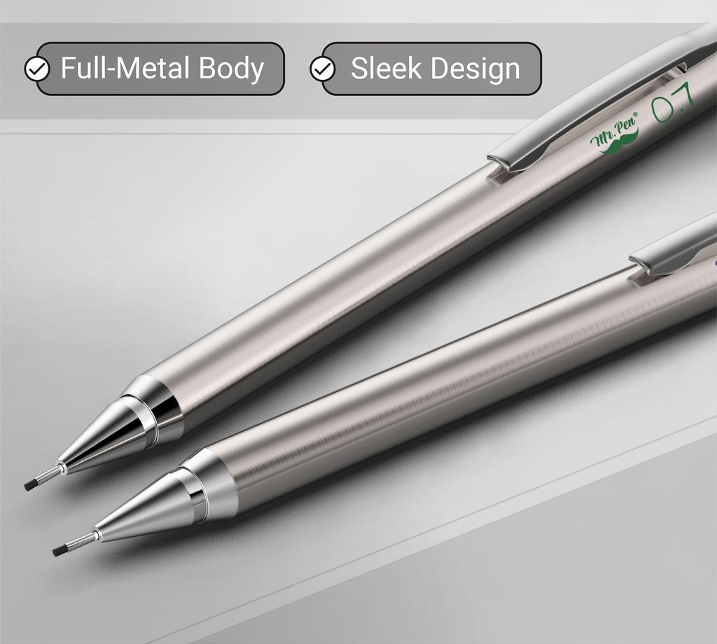 Pen Metal Mechanical Pencil Drafting Metal Mechanical Mechanical Metal Drawing Mechanical Pencil Christmas Gift Mr. 0.7mm 2-Pack - Pencil, Pencil,