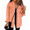 Women's Fashion Denim Shirt Jacket Milled Hem Button Casual Long Sleeve Jacket