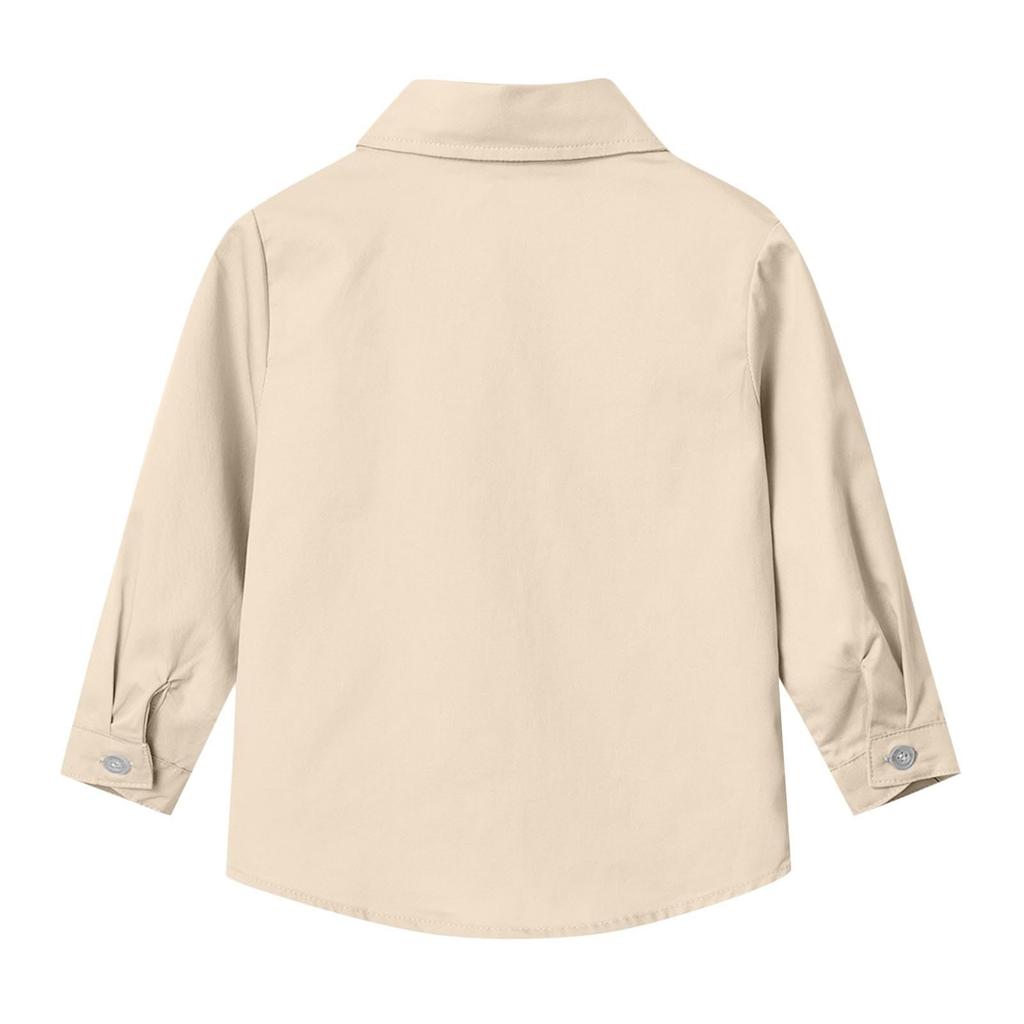 Boys Button Down With Tie And Chest Pocket School Uniform Long Sleeve Shirts