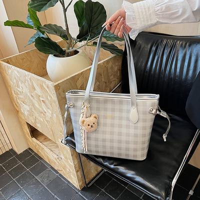 Mode Pendler Großraumtasche Damen neue beliebte karierte Schultertasche Ausgehen zur Arbeit tragbare Tragetasche