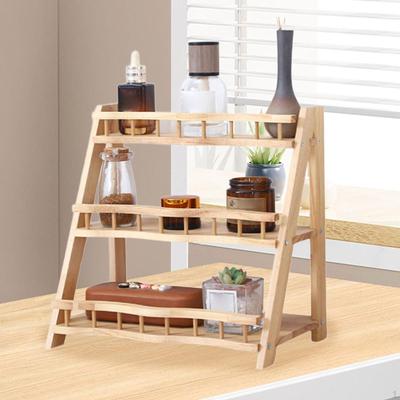 3 Tier Wooden Display Riser Stand Rustic Bathroom Counter Organizer Perfume for