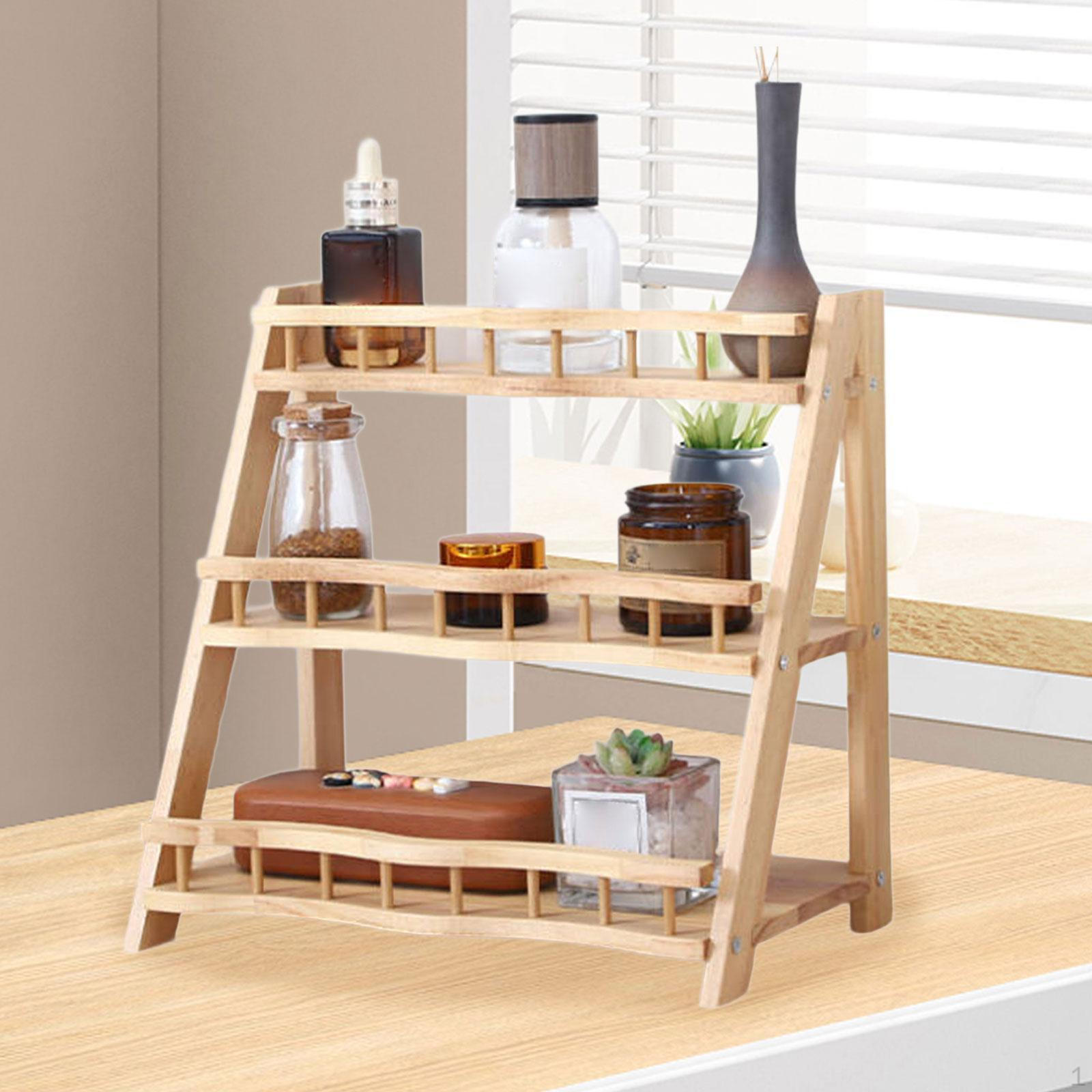 

3-ярусная деревянная подставка-райзер для дисплея, деревенский органайзер для столешницы в ванной комнате, для парфюмерии