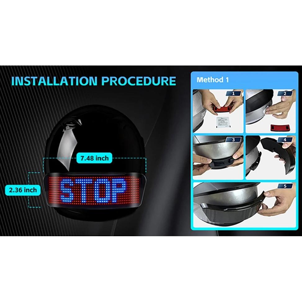Display LED per Casco, Luce Posteriore per Casco da Moto Luce di Avvertimento per Casco Accessori Moto