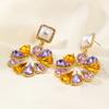 Fashion Colorful Flower Drop Earrings Personality Elegant Trendy Alloy Rhinestone Earrings Jewelry Gift for Women PD1755