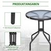 Bistro Coffee Table Outdoor Tempered Glass Top Table Garden Round Dining Table - 60cm Diameter
