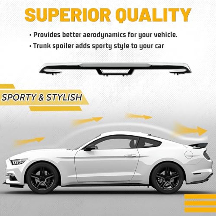 Spoiler da Tronco Compatibile con Ford Mustang GT500 GT350 V6 V8 Shelby GT EcoBoost Modelli Coupé 2 Porte 20152025 Ala Posteriore Lucida Bl