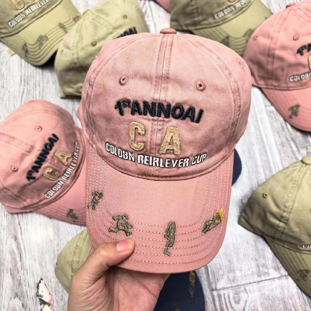 Fashion Hat American retro washed embroidery letters super cool baseball cap men's and women's street tide brand deepened wide brim four seasons