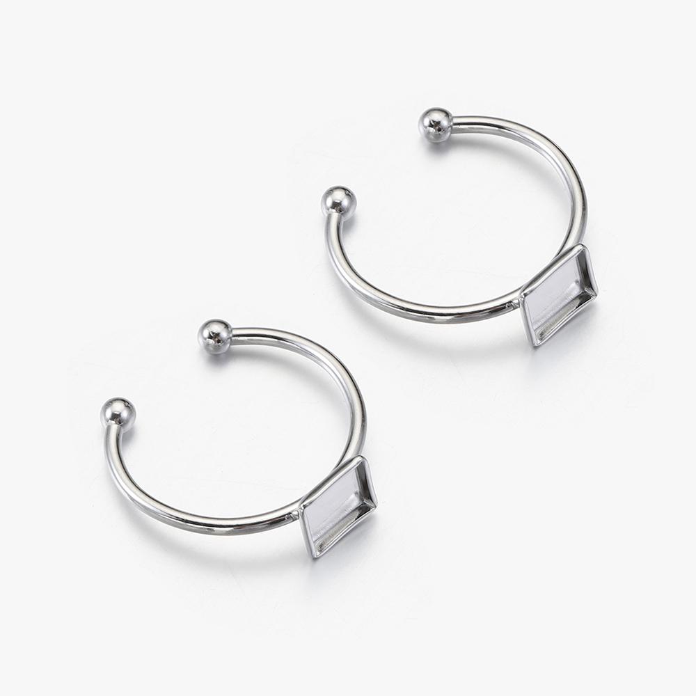 10 st Justerbara Öppna Ringbaser i Rostfritt Stål Tom Bas Infattning Cabochonringar För Smyckestillverkning DIY Fingerring Tom