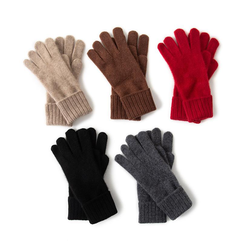 New Autumn and Winter Unisex Solid Color Striped Warm Cycling Windproof Outdoor Knitted Gloves