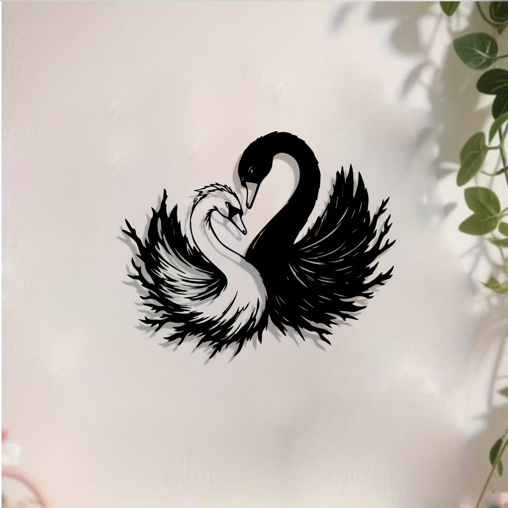 1pc Swan Metal Wall Art, Graceful Statue Mural, Romantic Gift for Valentine Wedding, Rust Resistant Decor for Bedroom Garden Fence