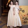 Champagne Satin Bridesmaid Dress - 2025 Autumn/Winter Collection, Versatile High-End Evening Gown for Women