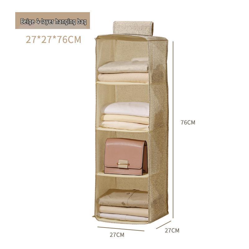 Multi-Layer Foldable Hanging Wardrobe Organizer with Dustproof Cover