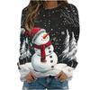 Christmas Snowman Pattern 3D Print Women Round-neck Sweatshirt Fashion Autumn Santa Claus Long Sleeve Cute Ladies Tee Pullover